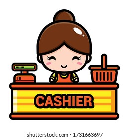 cute cashier character vector design