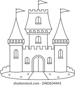 Cute castle outline coloring page for kids