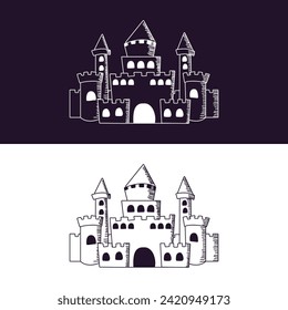 cute castle sketch doodle illustration