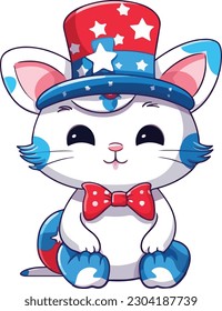 Cute cat in 4th of july