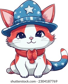 Cute cat in 4th of july