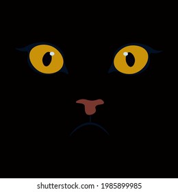 Cute cat  abstract on black background.