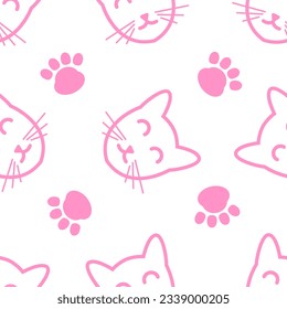 Cute cat abstract seamless pattern, cute cat pattern design for print