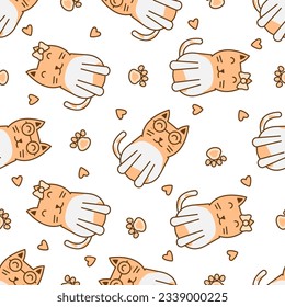 Patrón abstracto de gatitos sin costura, diseño de patrones de gatos lindos para impresión