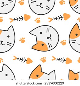 Cute cat abstract seamless pattern, cute cat pattern design for print