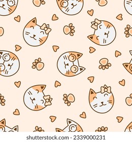 Cute cat abstract seamless pattern, cute cat pattern design for print