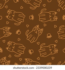 Cute cat abstract seamless pattern, cute cat pattern design for print