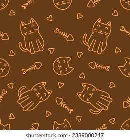 Cute cat abstract seamless pattern, cute cat pattern design for print