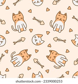 Cute cat abstract seamless pattern, cute cat pattern design for print