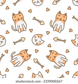 Cute cat abstract seamless pattern, cute cat pattern design for print