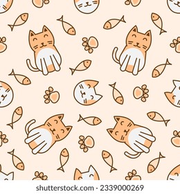 Cute cat abstract seamless pattern, cute cat pattern design for print