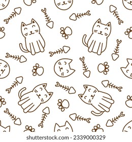 Cute cat abstract seamless pattern, cute cat pattern design for print