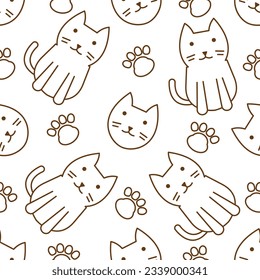 Cute cat abstract seamless pattern, cute cat pattern design for print