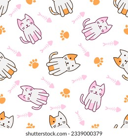 Cute cat abstract seamless pattern, cute cat pattern design for print