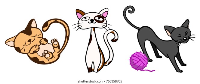 Cute Cat activities cartoon vector