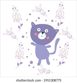 Caracteres de caricatura plana de la actividad de un gato recortado Plantilla de diseño Ilustración de diseño
