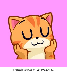 lindo gato adorable cara emoticones stickter vector ilustración de dibujos animados