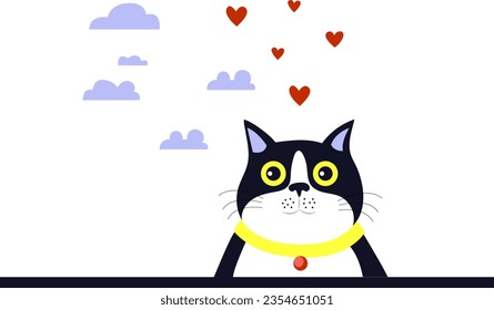 Cute cat or adorable kitten character design collection with flat color