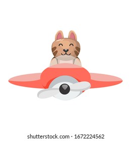 cute cat with airplane mascot cartoon