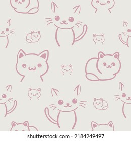 Cute cat all over print seamless pattern vector for t-shirt, bed sheet, table cover