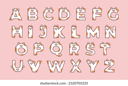 Cute cat alphabet animal font colorful letter