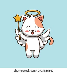 Cute cat angel cartoon