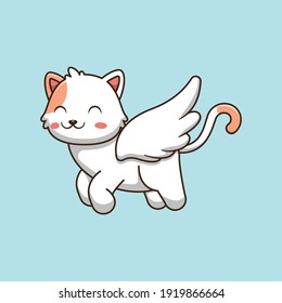 Cute cat angel cartoon illustration