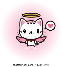 Cute Cat Angel Vector Design