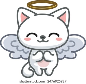 Cute cat with angel wings and halo