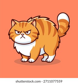 Gato lindo enojado ilustración de Vector de dibujos animados. Concepto de icono de Naturaleza animal aislado. Estilo plano de la historieta