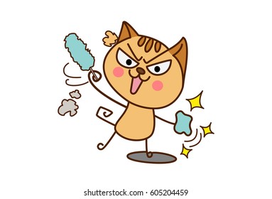 Cute Cat Angry. vector illustration. Isolated don white background.