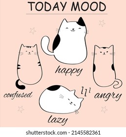 Cute Cat Animal Cartoon Doodle Vector Slogan Tshirt Print Design