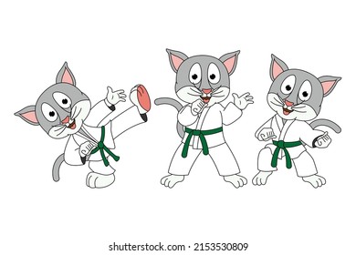 cute cat animal cartoon karate