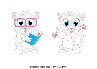 cute cat animal cartoon, simple vector illustration