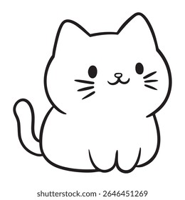 cute cat animal cartoon vector illustration graphic design in black and white