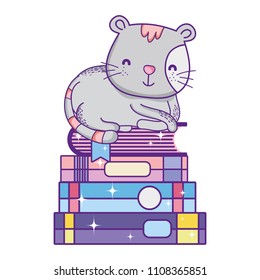cute cat animal in the education books