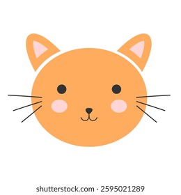 Cute cat animal face with round shape with cheerful colors, illustration design with Flat design style. for Children or babies. Suitable for t-shirt design, wrapping paper