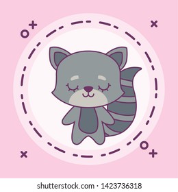 cute cat animal with frame circular