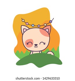 cute cat animal with garlands hanging