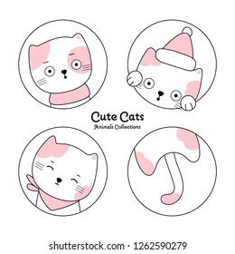 Cute cat animal hand drawn style. Vector illustration design.