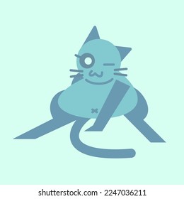 Cute cat animal illustration. Cute cat pose illustration. Cute cat flat illustration. Cute cat expression.
