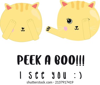 cute cat animal illustration with slogan design