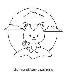 cute cat animal in landscape