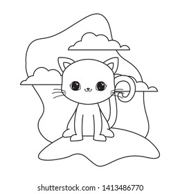 cute cat animal in landscape natural