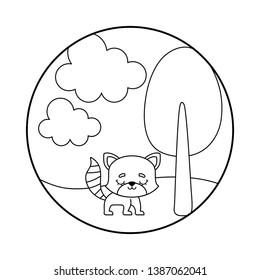 cute cat animal in landscape scene