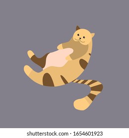 Cute cat animal logo template. Hand drawn illustration. Vector flat illustration 
