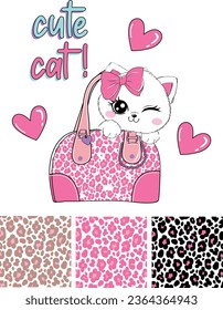 cute cat animal print beauty girl