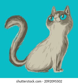 Cute cat. Animal print .New trend cat
