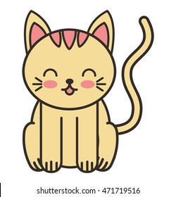 cute cat animal tender isolated icon vector illustration design