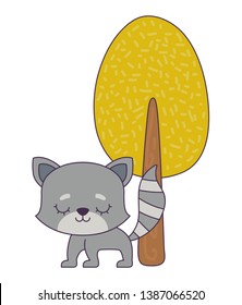 cute cat animal with tree plant